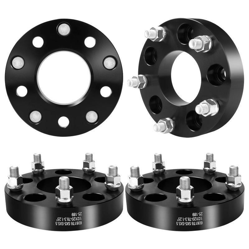 EZISOE محولات العجلات EZISOE 5x5 إلى 5x5.5 لسيارات رانجلر وكوماندور وجراند شيروكي وجورني، فواصل عجلات 1.25 بوصة 5x127 إلى 5x139.7 بقطر مركزي 78.3 مم ودعامات 1/2 - Image 1